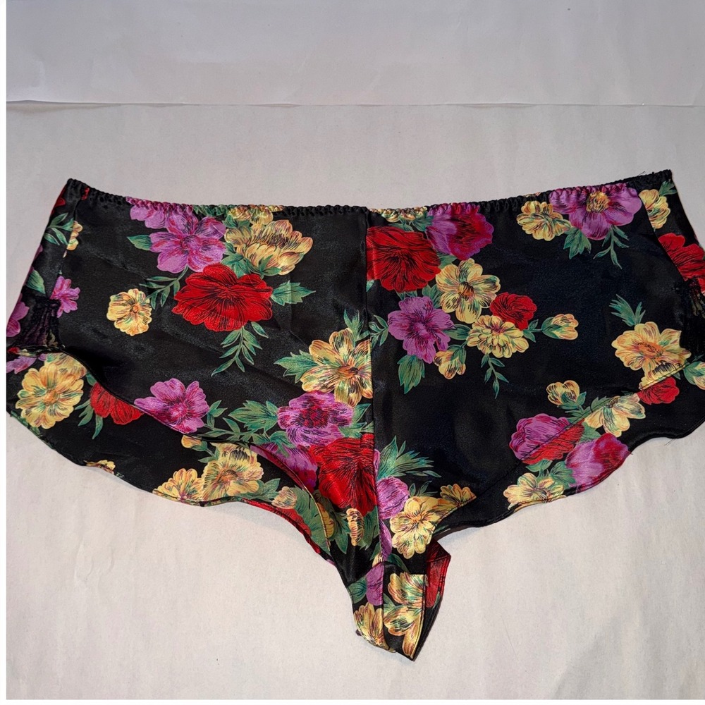 Vintage Victorias Secret Gold Label Floral Satin Tap Lingerie‎ Micro Shorts READ